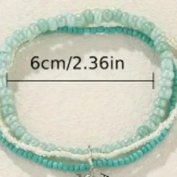 NWT 3pcs Vibrant Ocean-inspired Green Glass Beaded Charm Bracelet Set w/ Charms - Picture 4 of 5